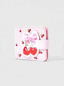 ROMWE Kawaii 1 pieza Billetera mini con decoración de moño a lunares de flores de cerezo rosa al azar, monedero con cremallera portátil, elegante y dulce bolsa pequeña para niña - Rosa - Ver 5