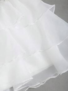 EgrlEra Váy mini xếp ly viền bèo nhún màu trắng thời trang cho bé gái, thích hợp cho kỳ nghỉ hè - trắng - Xem 5