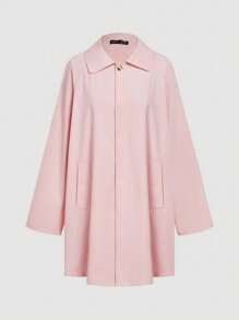 SHEIN MOD Women Pink Boxy Short Windbreaker, Autumn Jacket - Pink - View 1