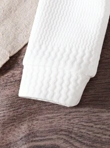 SHEIN Vintaside Kids Áo thun polo tay dài màu trắng trơn đơn giản cho bé trai, thích hợp cho mùa xuân/thu - trắng - Xem 7