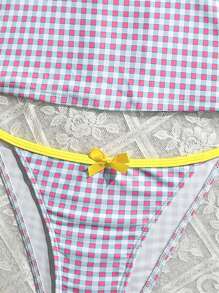 Swim Mod Bộ đồ bơi Tankini họa tiết caro màu sắc dễ thương cho bé gái phong cách retro dành cho nữ - Nhiều màu - Xem 4