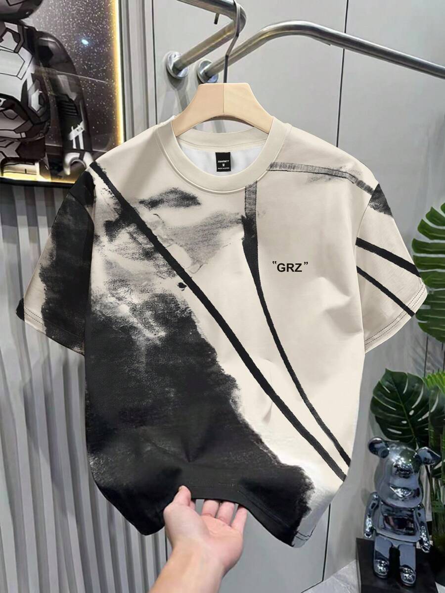 Manfinity Dauomo Men's Casual Contrast Color Round Neck Short Sleeve T-Shirt, Summer - Multicolor - View 1