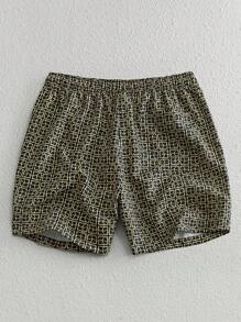 HIMLAND Set de 2 pantalones cortos casuales de cintura media con cordón y pierna recta para hombres