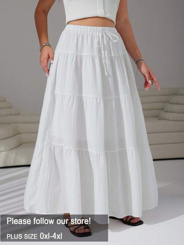 Solflare Falda larga blanca informal de talla grande, para primavera y otoño