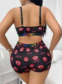 SHEIN 2pcs Plus Size Underwear Set (Wireless Bra And Boxer Brief)