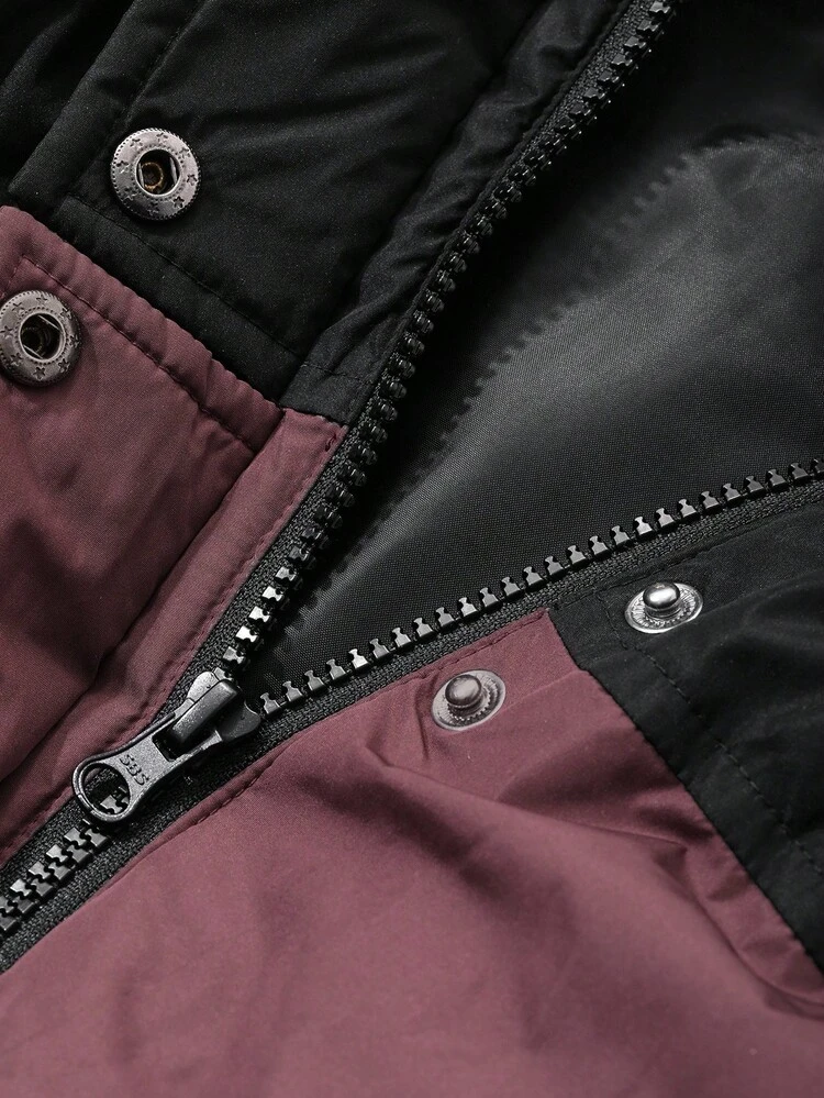 Tween Girls' Color Block Hooded Long Sleeve Padded Coat, Winter