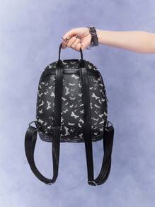 Corpse Bride | ROMWE Mochila de moda negra con patrón de mariposa y novia