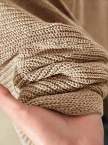 CosyJoli 大码休闲扭结无袖毛衣背心 - 卡其色 - 查看 6