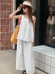 Dazy Kids 2pcs/Set Teen GirlVacation Style Top And Mini Skirt Outfit, Elegant