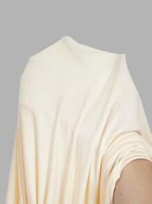 SHEIN MOD 女式杏色抽绳不对称下摆喇叭袖 T 恤，露肩 T 恤，秋季女装，舒适 T 恤 - 彩色 - 查看 15