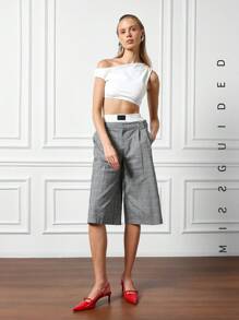 MISSGUIDED Asymmetric Jersey One Shoulder Off Crop Top - White - View 4