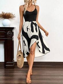 Breezaya Leopard Print Wrap Hem Cami Dress For Summer Maxi Women Outfit - Multicolor - View 3