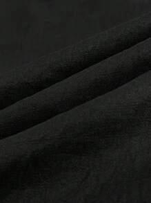 SHEIN LUNE 2pcs/Set Setelan Jaket dan Celana Panjang Wanita Ukuran Plus, Warna Polos, Lengan Panjang, Pakaian Musim Gugur untuk Wanita - Hitam - View 5