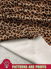 SHEIN LUNE 大码休闲简约优雅百搭豹纹图案连衣裙，适合春夏季 - 棕色 - 查看 3