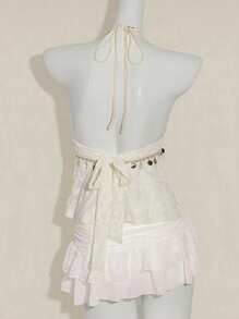SHEIN ICON Top tipo halter casual de unicolor con colgante de concha como decoración