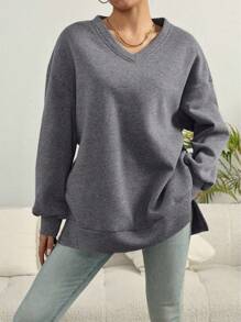 INAWLY 大码女式宽松 V 领长袖休闲运动衫，春/秋