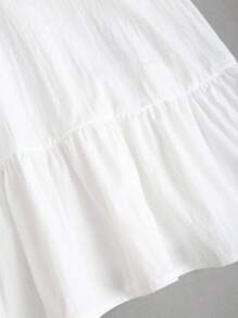 Sweetra White Casual Sleeveless Ruffle Trim Dress For Women, Summer,Ack To School Clothes - White - View 5