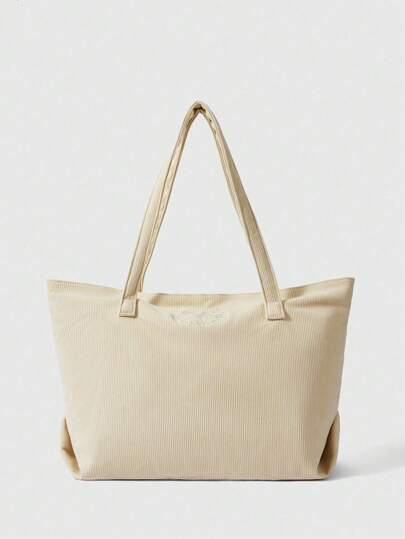 Kawaii Rabbit Embroidery Pattern 336027 Large Capacity Shoulder Bag, Fashionable & Versatile Oxford Cloth Shopping Tote