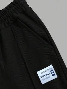 EURMUSE Cotton Men Patch Detailed With A Label Regular T-Shirt & Pants Two Pieces - Black - View 5