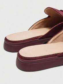 CUCCOO BIZCHIC Sepatu Flat Slip-On Beludru Burgundy, Sepatu Mule Kasual Nyaman Cocok Untuk Bepergian, Aktivitas Luar Ruangan, Belanja, Kerja, Pemakaian Sehari-hari, Serbaguna Sebagai Sepatu Musim Semi Natal - Burgundy - View 7