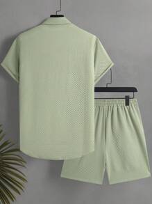 Manfinity KASUA Men's Shirt And Shorts Set - Green - View 3