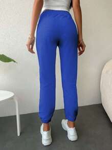 EURMUSE Cotton Ladies Tie-Up Ankle Sweatpants - Royal Blue - View 2