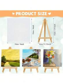 Sets de 3/6 (Caballetes + Tableros de dibujo) Juego de tableros de dibujo y caballetes en miniatura, paneles de lienzo y caballetes de madera en miniatura, tamaño del tablero de dibujo: 4"X4", tamaño del caballete: 3.1"X5.9", para pintura, pintura al óleo, grafiti DIY, artesanía de madera, caballete de pintura, tablero de lienzo, tableros de dibujo, bocetos, exhibición de arte, artesanía, vuelta al colegio - caballetes + tableros de dibujo - Ver 2