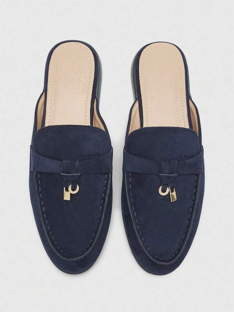 CUCCOO BIZCHIC Women Comfortable Suede Flat Mule Slip-On Shoes, Fashion Casual Daily Wear Outdoor Walking Work Office Loafer, Blue For Christmas Spring Shoes