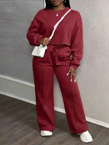 Slaydiva 春夏新品 音乐节,复活节,纳什维尔,生日派对,毕业季,学生装,日常休闲,百搭,休闲,度假,邮轮旅行,海滩,日光浴,休闲街头风,厚雪花,宽松运动,2件套/2件套休闲套装 女士 - 紅色 - 查看 3