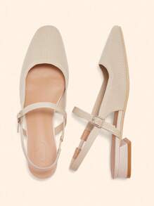 CUCCOO BASICS أحذية نسائية عصرية من نوع مريم جانوفا ذات كعب منخفض مريح مربع الأصبع بحزام خلفي