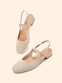 CUCCOO BASICS أحذية نسائية عصرية من نوع مريم جانوفا ذات كعب منخفض مريح مربع الأصبع بحزام خلفي