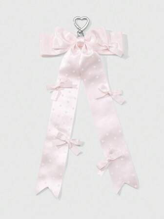 Kawaii 1 Stück INS stilvoller, süßer, einfacher Polka Punkt Schlüsselanhänger mit Schleife, hochwertiges vielseitiges Accessoire, geeignet für Mädchen, Frauen, Alltagskleidung, Geschenk zu Feiertagen