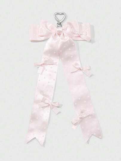 Kawaii 1pc INS Stylish Sweet Simple Polka Dot Bowknot Keychain, High-Quality Versatile Accessory Suitable For Girls, Women, Daily Wear, Holidays Gift