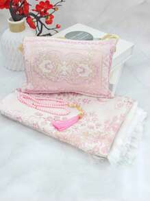 SHEIN 3 件套中东风格印花地毯套装，配有手提袋和流苏装饰，轻便、舒适、防滑地毯 - 彩色 - 查看 3