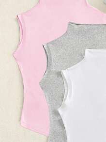 Sweetra Women Solid Color Casual Sleeveless T-Shirt - Multicolor - View 3