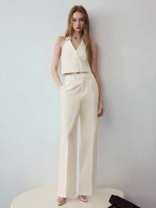 MOTF STUDIO BUTTON UP HALTER WAISTCOAT