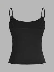 SHEIN EZwear 3件装女士吊带露脐背心，修身性感，适合夏季穿着。3件装黑色背心，返校季必备。 - 彩色 - 查看 9