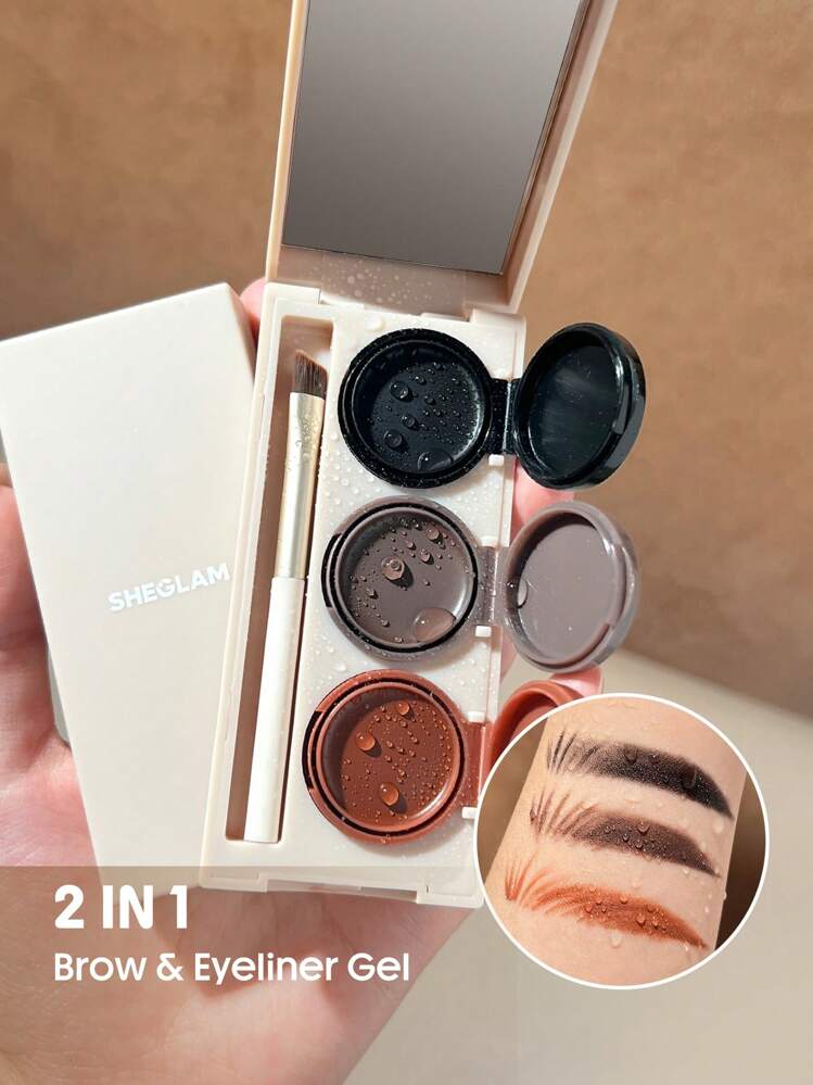 SHEGLAM Gel delineador de ojos y cejas Streamline 3 en 1 resistente al agua para cejas, multiusos - Multicolor - Añade 1