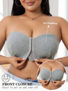 SHEIN 3 Stücke/Set Große Größen Lässige Front-Haken-Verschluss Bustier, bügellos