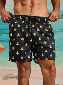 CoralVoy Men's Summer Casual Print Drawstring Beach Shorts - Black - View 5