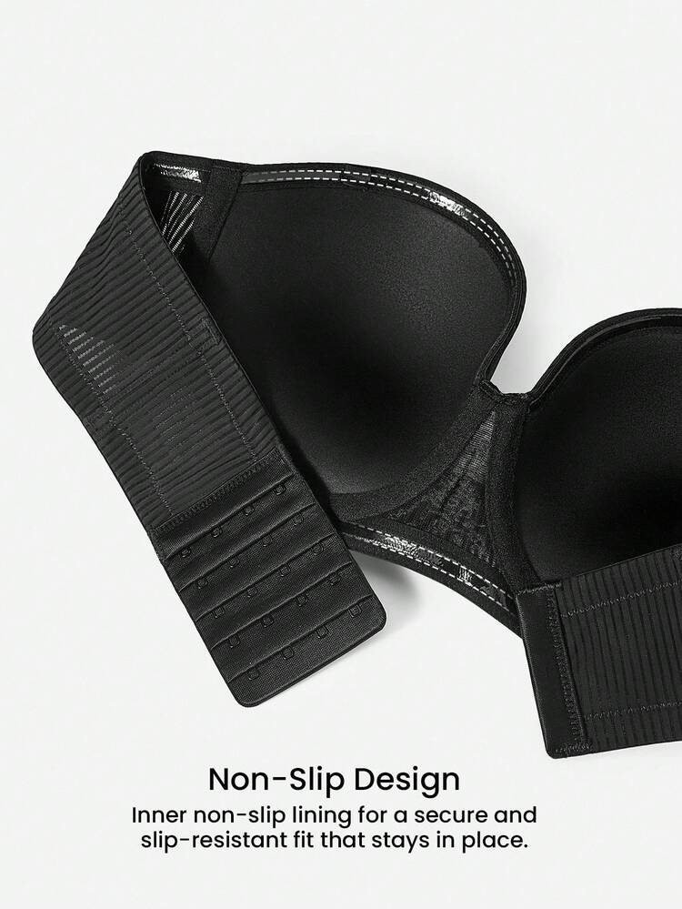 ウーマン ブラック 通気性 ストラップレス 目立たない シームレス プッシュアップ ワイヤー入り ベーシック Tシャツ ウェディングブラ