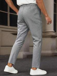 Calvornis Men's Business Casual Striped Woven Suit Pants - Grey - View 2