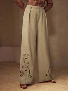 MOTF PREMIUM PANTALONES CALADOS CON BORDADO - Caqui - Ver 4