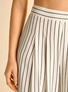 CAJUNI Women's Holiday Beige And Black Striped ,Relaxed Fit Wide Leg Casual Pants, Suitable For Travel And Commute,Pantalones De Mujer,Pantalones,Summer Pants,Bolero,Pantalones Cortos,Pantalones De Vestir Mujeres,Trousers,Pantalón De Vestir,Pantalones Mujer,Pantalón De Vestir Mujer