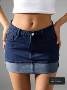 MISSGUIDED Minifalda de mezclilla con dobladillo deshilachado de talle alto, estilo vintage desgastado Y2K para primavera, verano y otoño