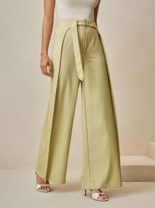 Anewsta 秋冬新款时尚女士高档收腰西装裤 - 黃色 - 查看 6