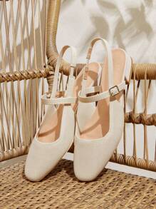 CUCCOO BASICS أحذية نسائية عصرية من نوع مريم جانوفا ذات كعب منخفض مريح مربع الأصبع بحزام خلفي