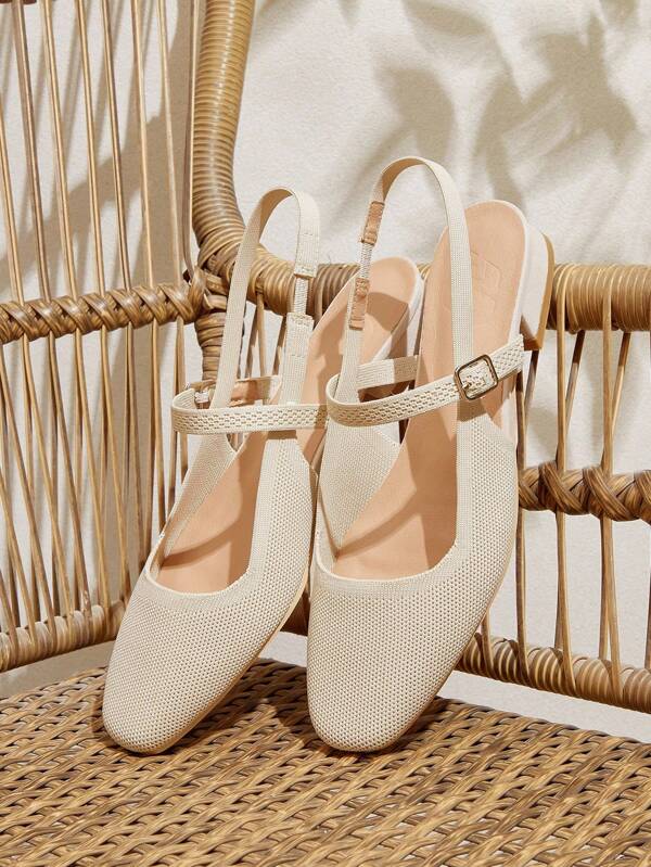 CUCCOO BASICS Fashionable Women Mary Jane Low Heel Comfort Square Toe Slingback Flats