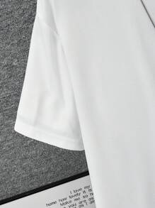 SHEIN 2件套纹理华夫格面料青少年短袖上衣和短裤套装 - 白色 - 查看 4