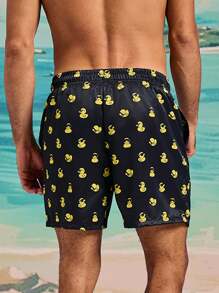 CoralVoy Men's Summer Casual Print Drawstring Beach Shorts - Black - View 2